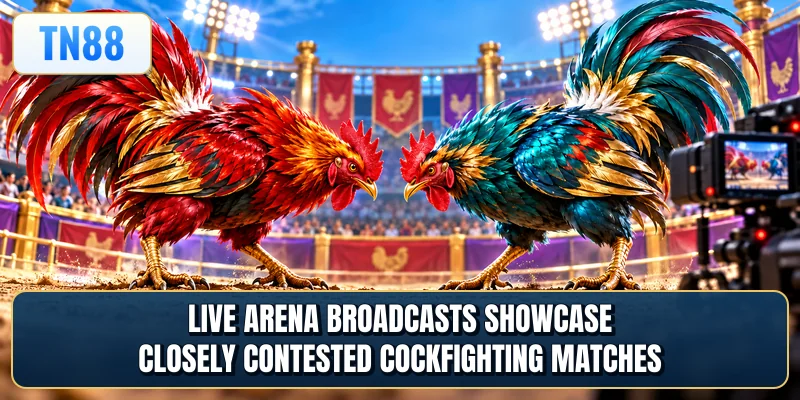 Live arena broadcasts showcase closely contested cockfighting matches